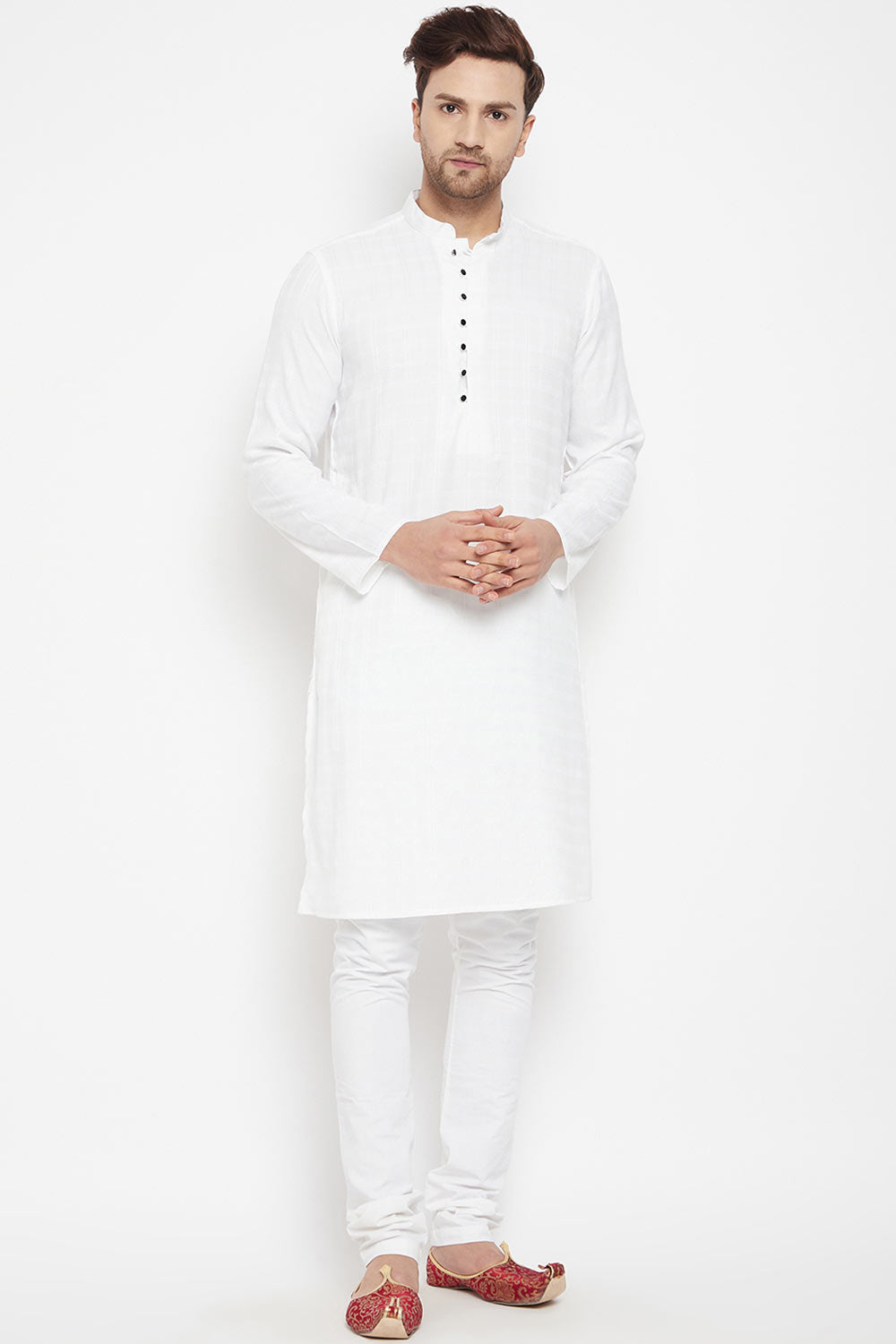 Buy Men's Viscose Solid Kurta in White