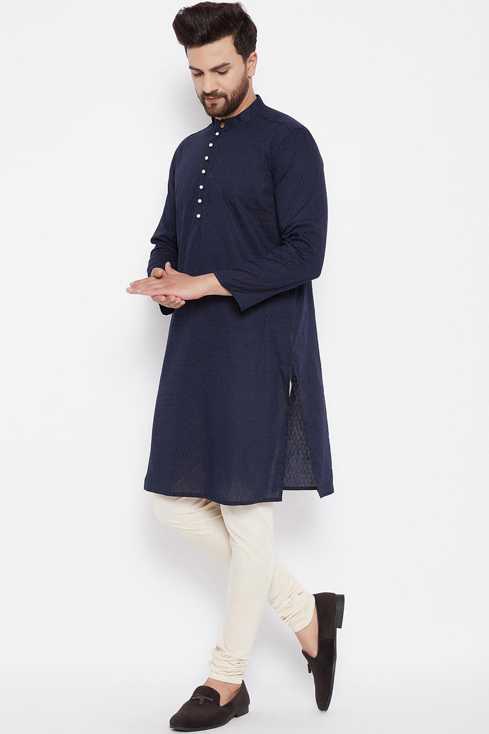 Buy Men's Solid Kurta in Blue