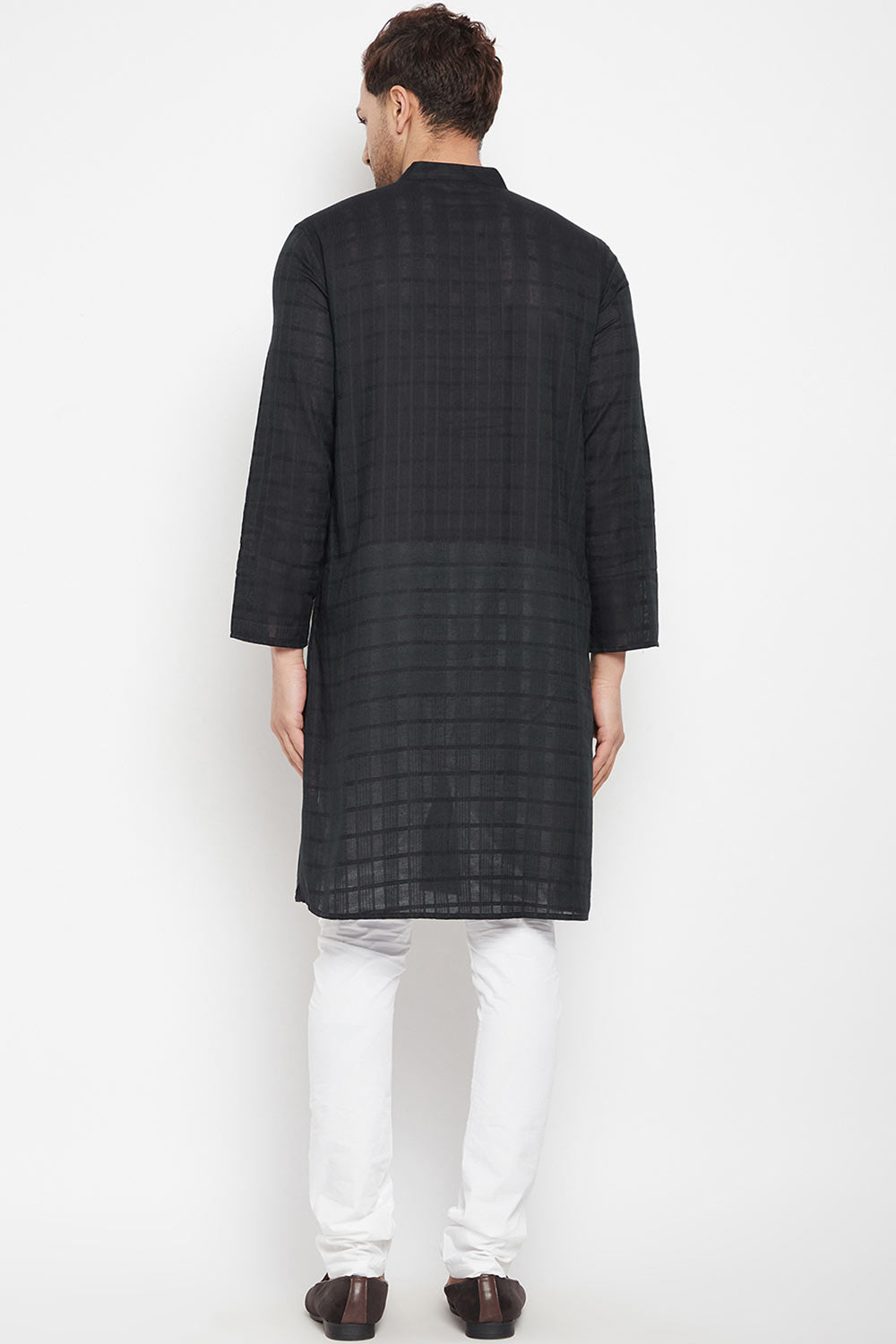 Buy Men's Pure Cotton Solid Kurta in Black