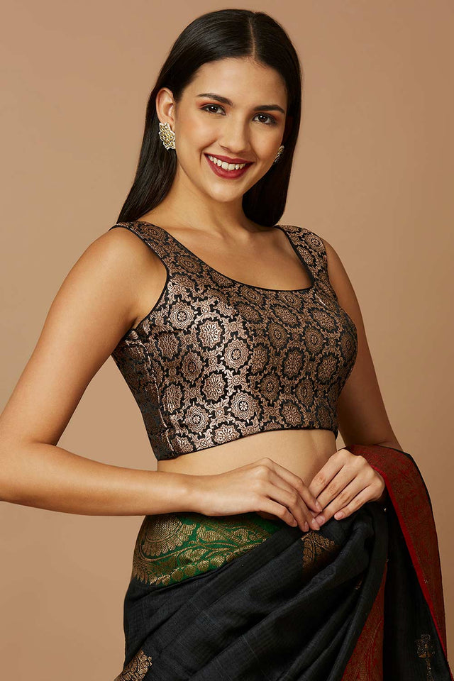 Multi-Color Brocade Sleeveless Padded Blouse