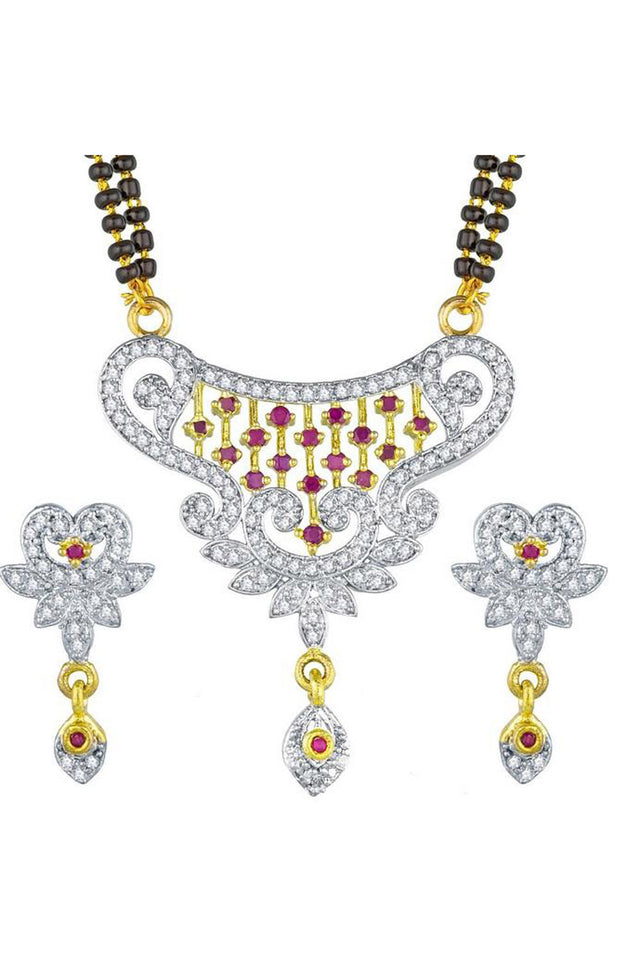 Shop Alloy Mangalsutra For Women's in White and Pink At KarmaPlace