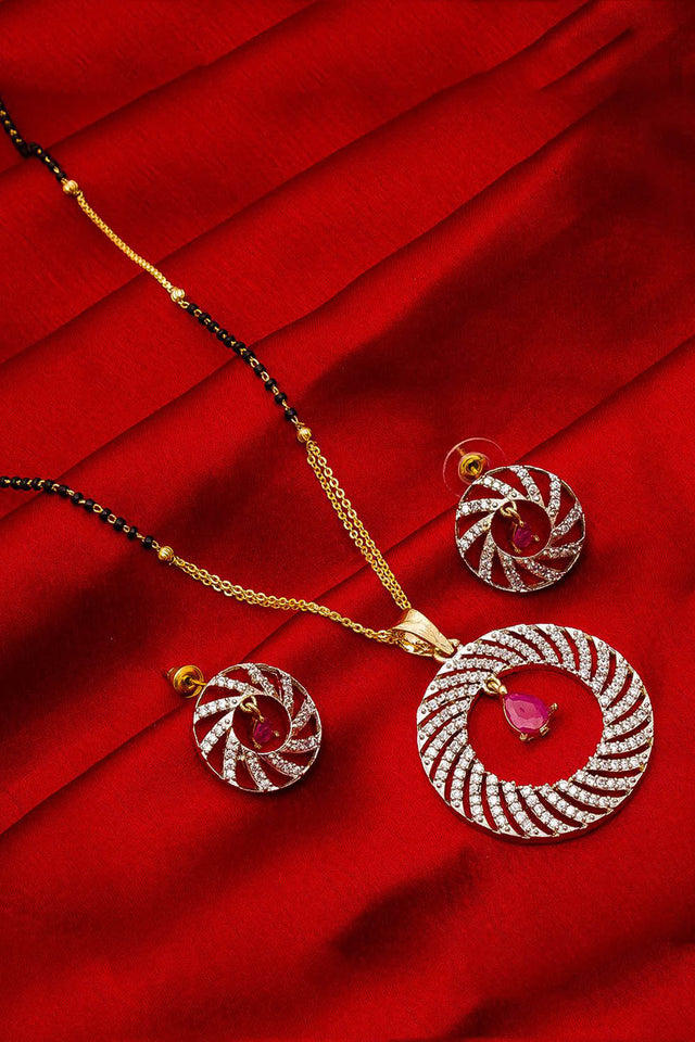 Buy Women's Alloy Mangalsutra Set in Silver and Pink Online