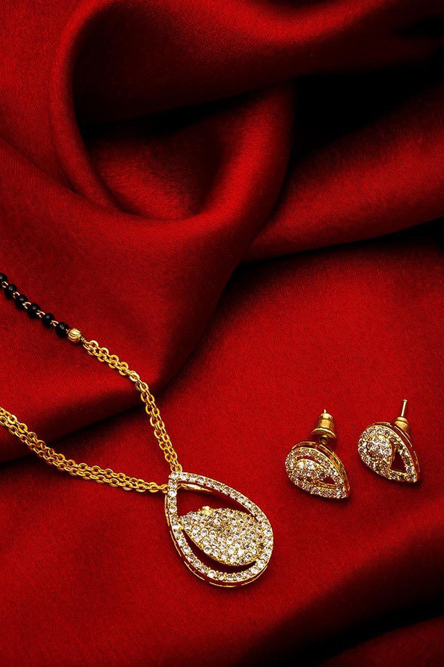 Buy Women's Alloy Mangalsutra and Earrings Set in White Online