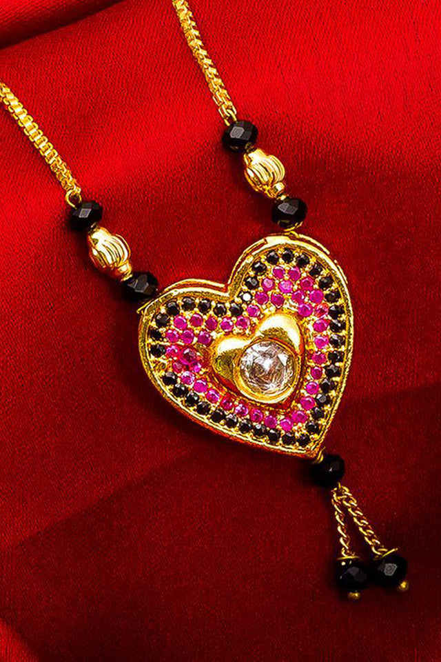 Shop Alloy Mangalsutra For Women's in Gold and Pink At KarmaPlace