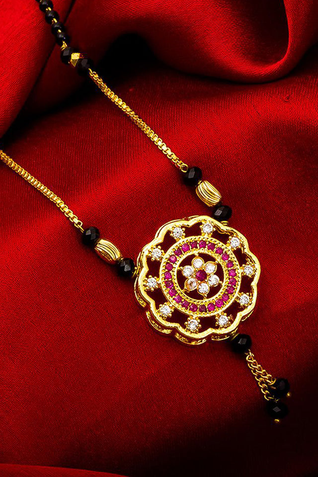 Shop Alloy Mangalsutra For Women's Set in Gold and Pink At KarmaPlace