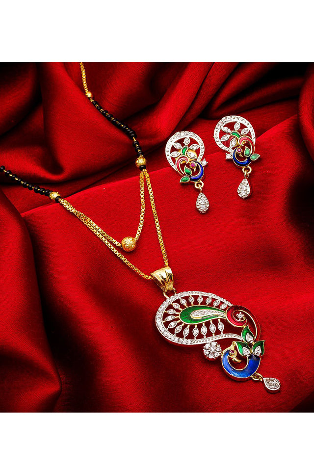 Women's Alloy Mangalsutra Set In Gold And Black