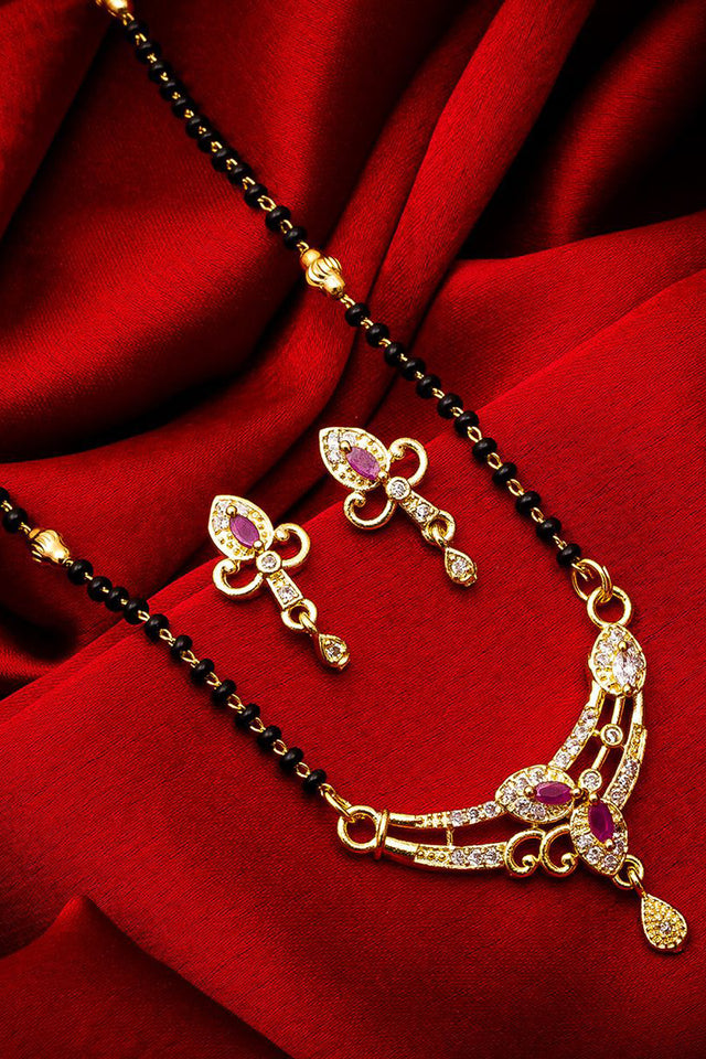 Buy Women's Alloy Mangalsutra Set in Gold and Black Online