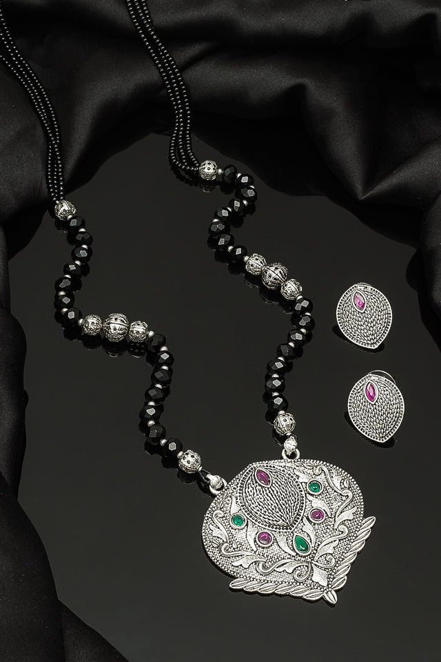 Buy Women's Oxidized Mangalsutra Set in Silver