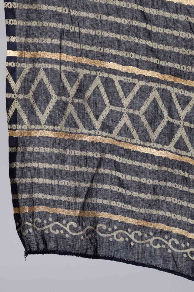 Buy Navy Blue And Gold Printed Straight Palazzo Suit Set Online - Side