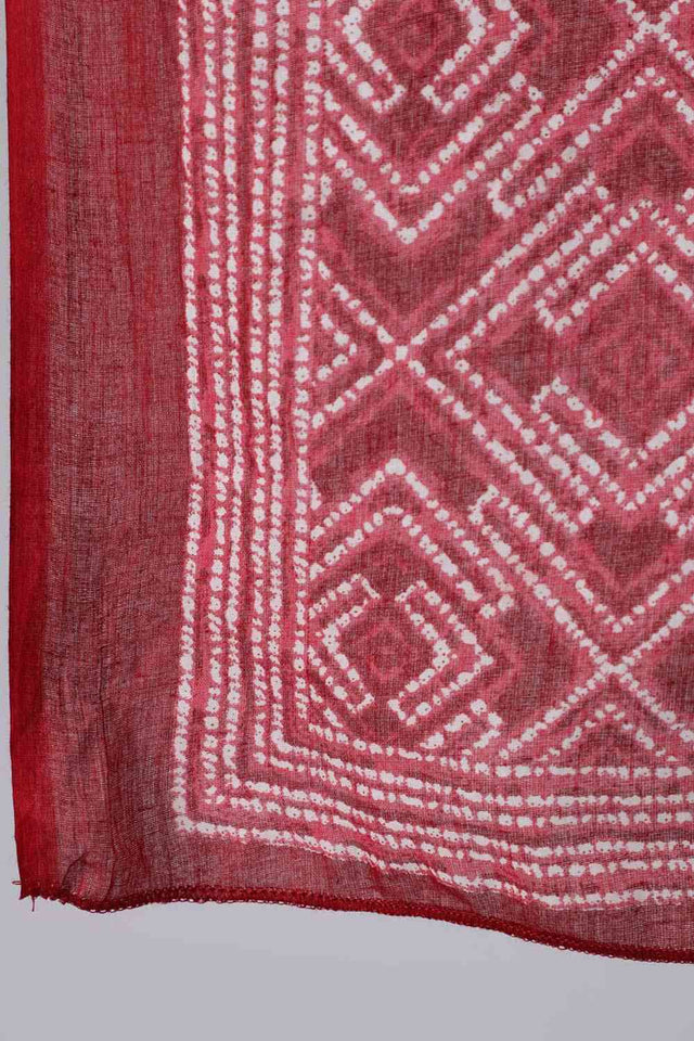 Buy Red Bandhani Printed Straight Kurta With Palazzo And Dupatta Online - Side