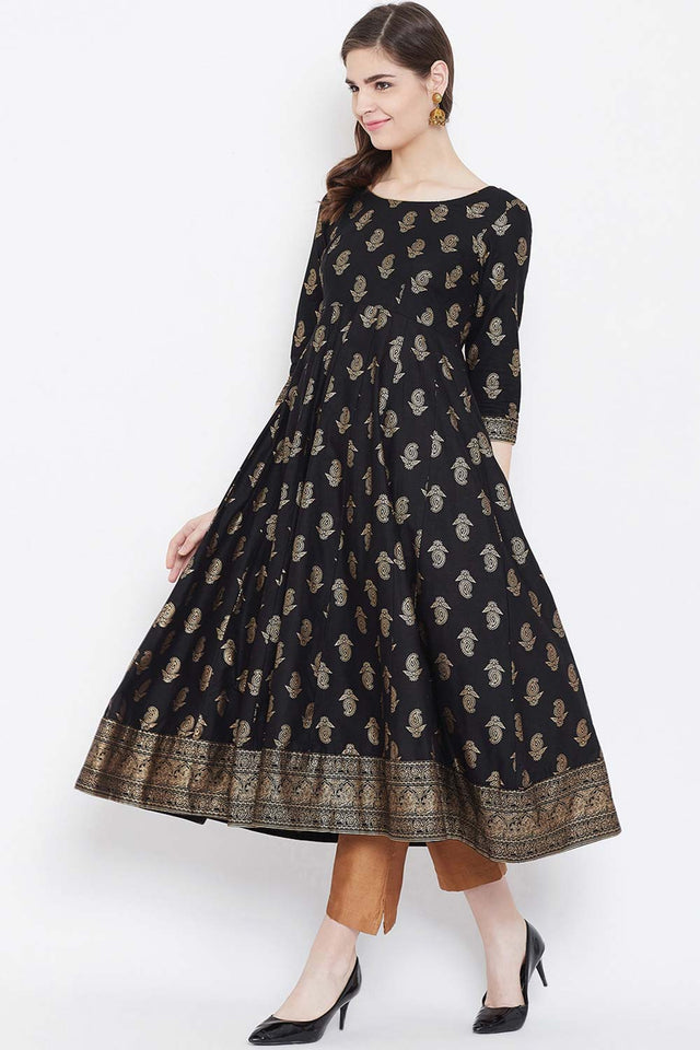 Buy Men's Black Silk Blend Floral Printed Men's Kurta Pajama Jacket Set Online