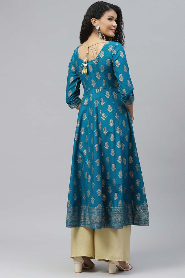 Buy Men's Copper Silk Blend Floral Printed Men's Kurta Pajama Jacket Set Online