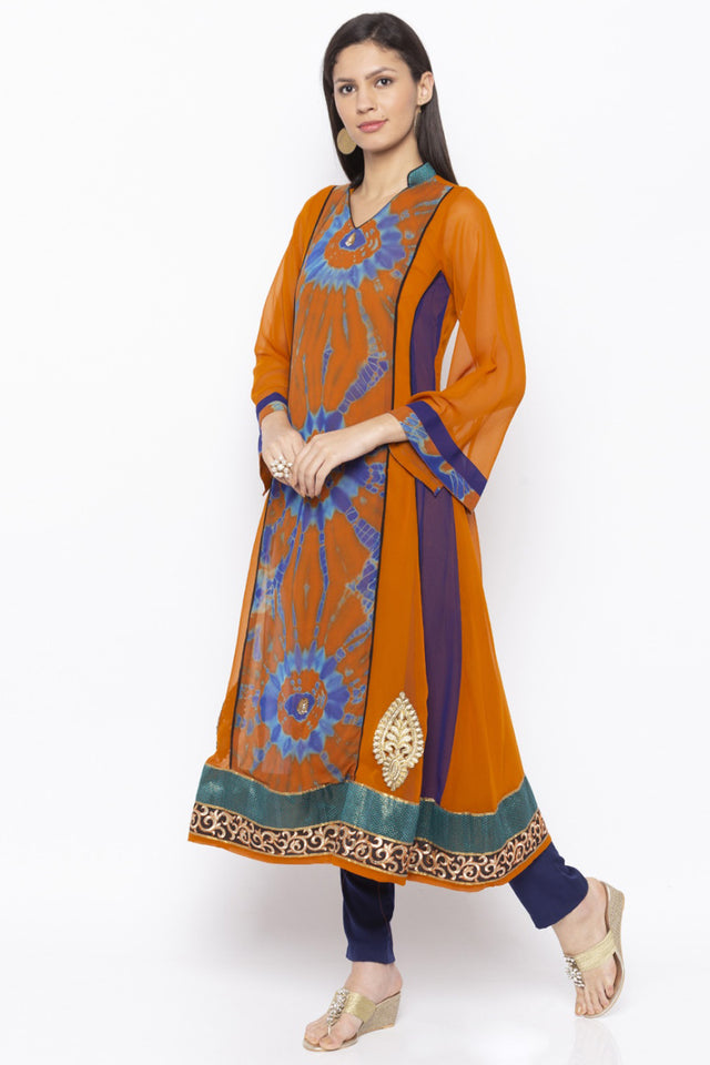 Georgette A Line Kurti Top In Mustard