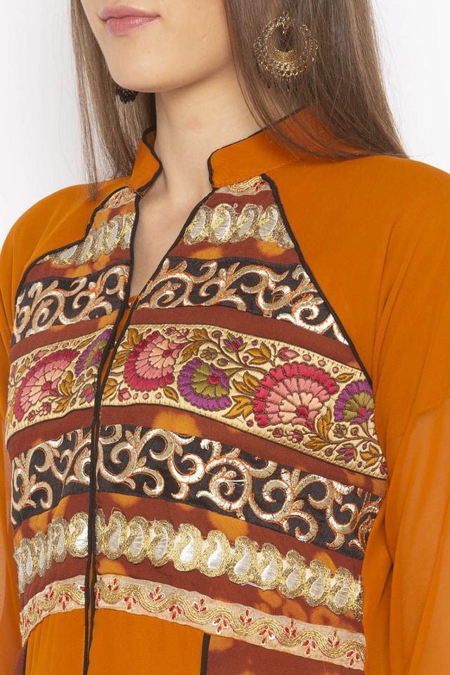 Georgette A Line Kurti Top In Mustard