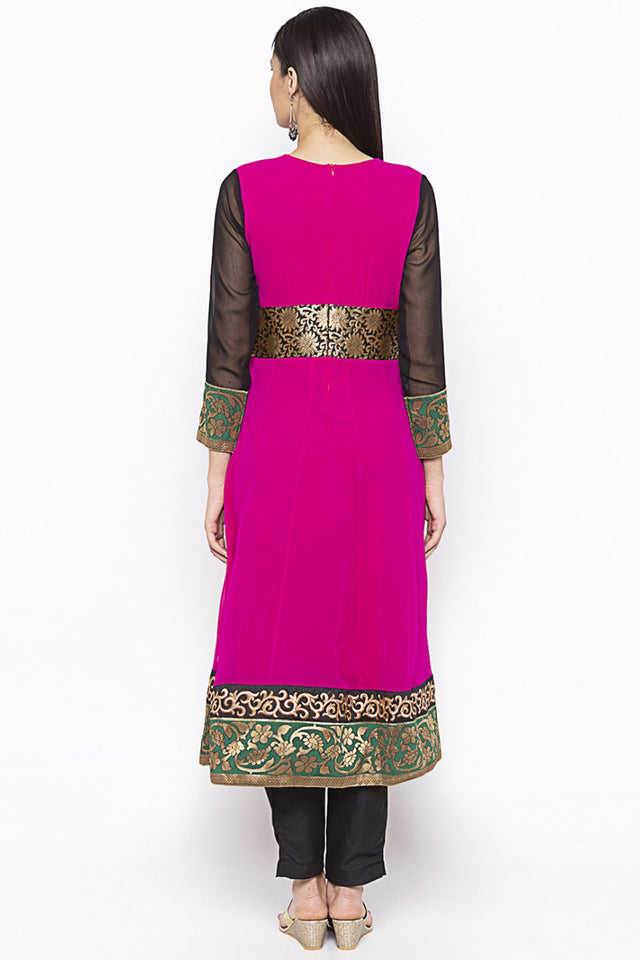 Georgette Anarkali Kurti Top In Pink