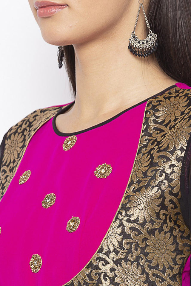 Georgette Anarkali Kurti Top In Pink
