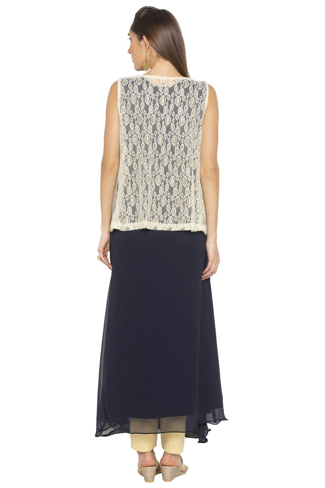 Georgette Solid Kurti Top In Blue