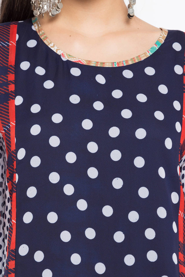 Faux Georgette Straight Kurti In Blue