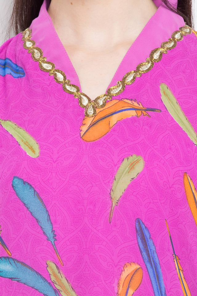 Faux Georgette Asymmetric Kurti Top In Pink