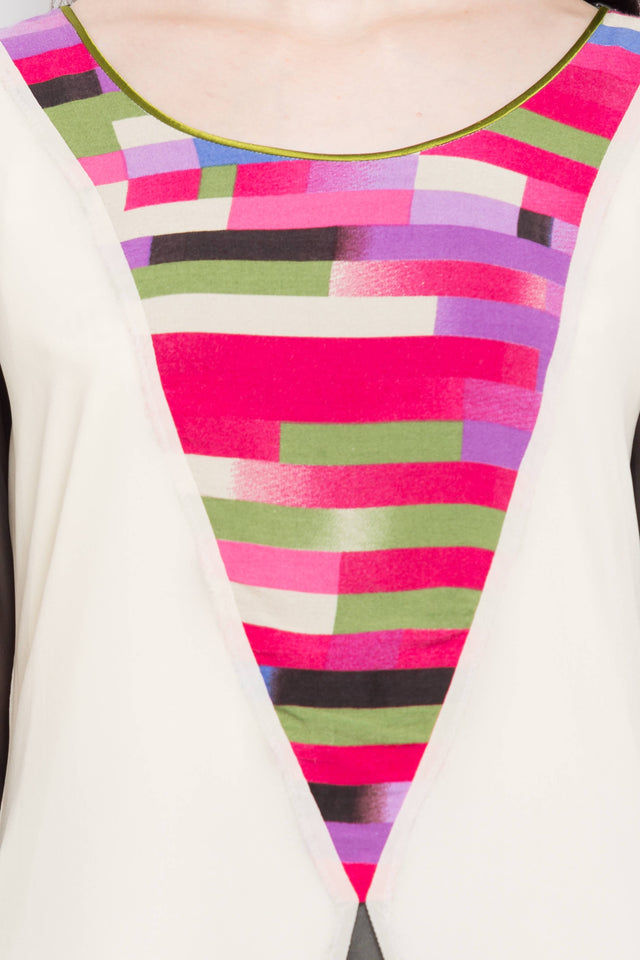 Faux Georgette Asymmetric Kurti In White