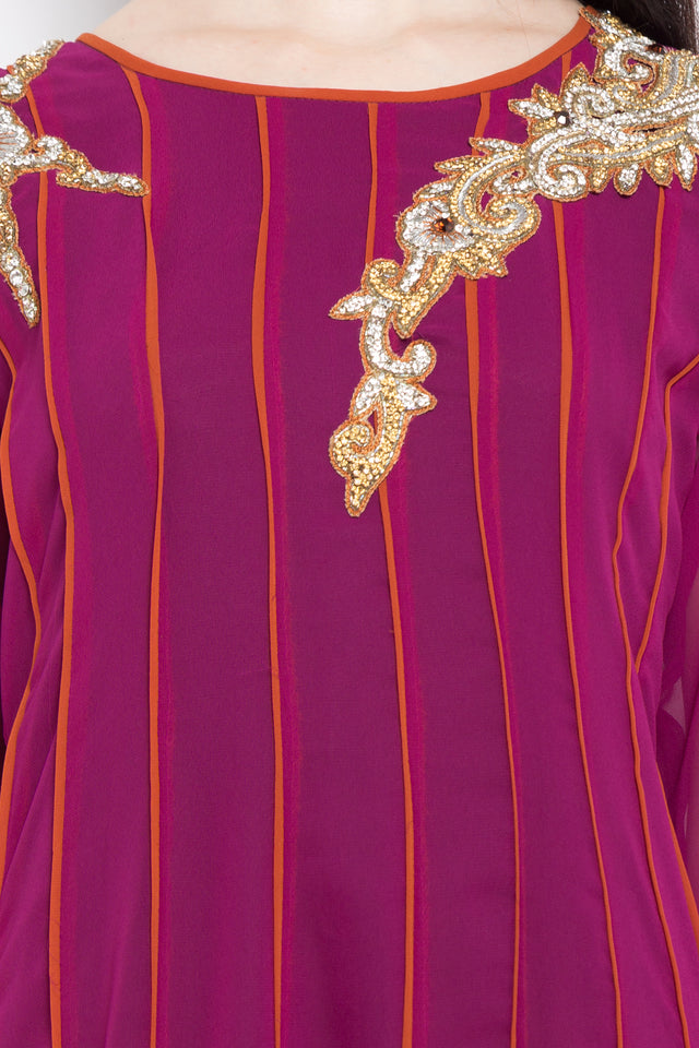 Faux Georgette Anarkali Kurti Top In Purple