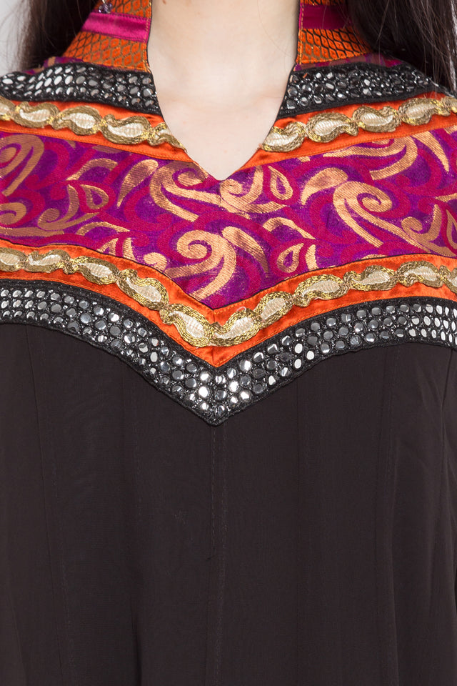 Faux Georgette Anarkali Kurti Top In Black