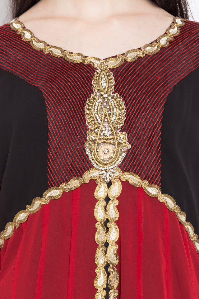 Faux Georgette High-Low Kurti Top In Red