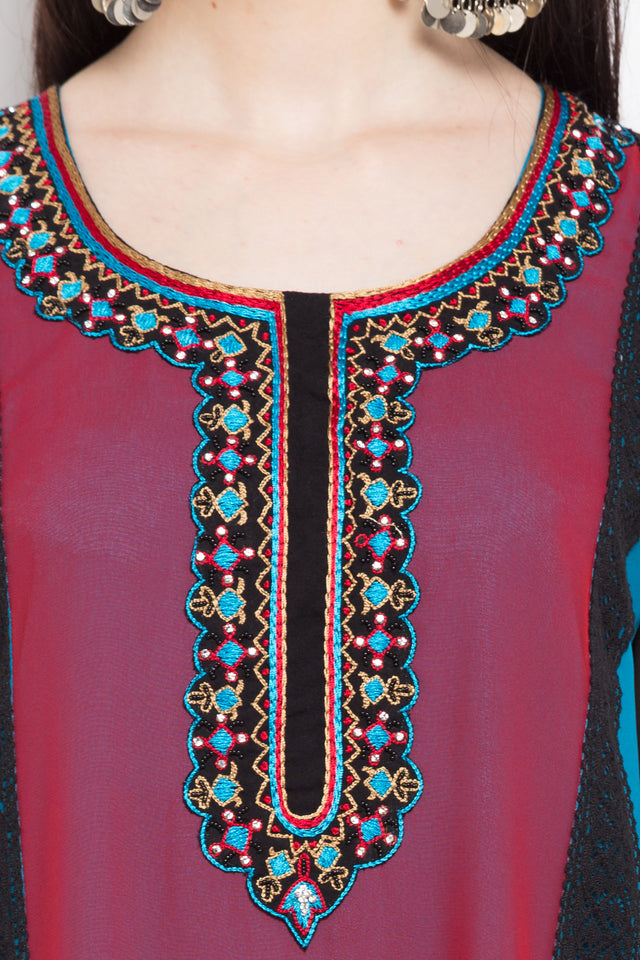 Faux Georgette Straight Kurti In Black