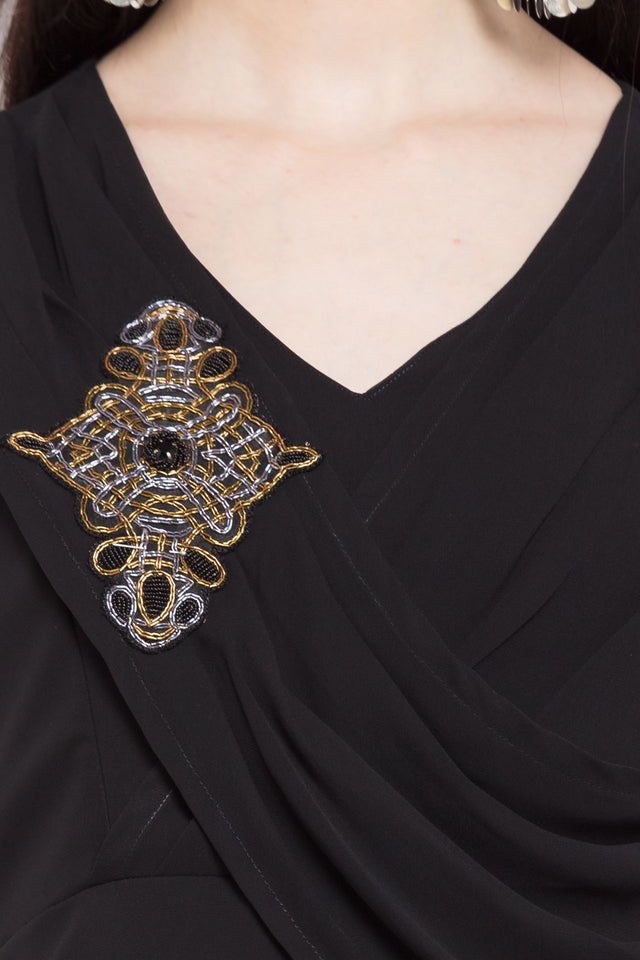 Faux Georgette High-Low Kurti Top In Black