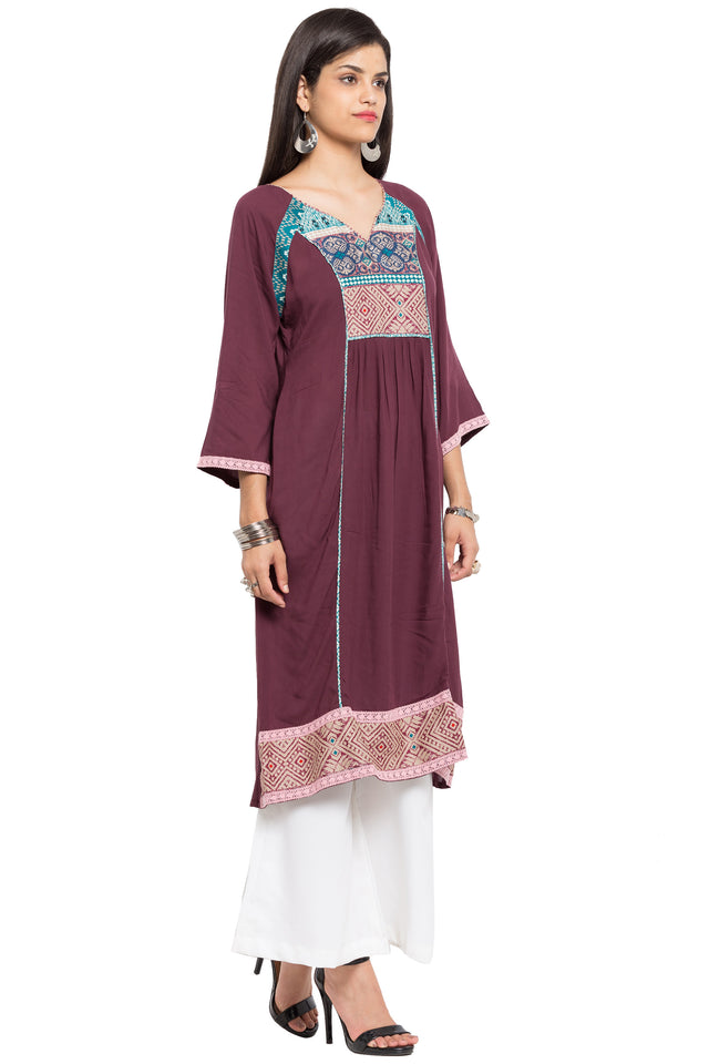 Faux Georgette Anarkali Kurti In Purple