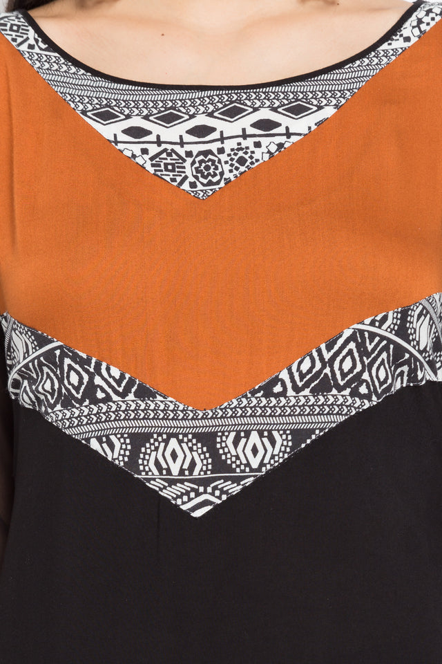 Blended Cotton Straight Kurti Top In Black