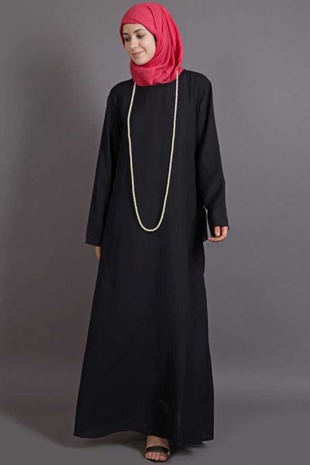 Buy Polyester Solid Abaya in Black