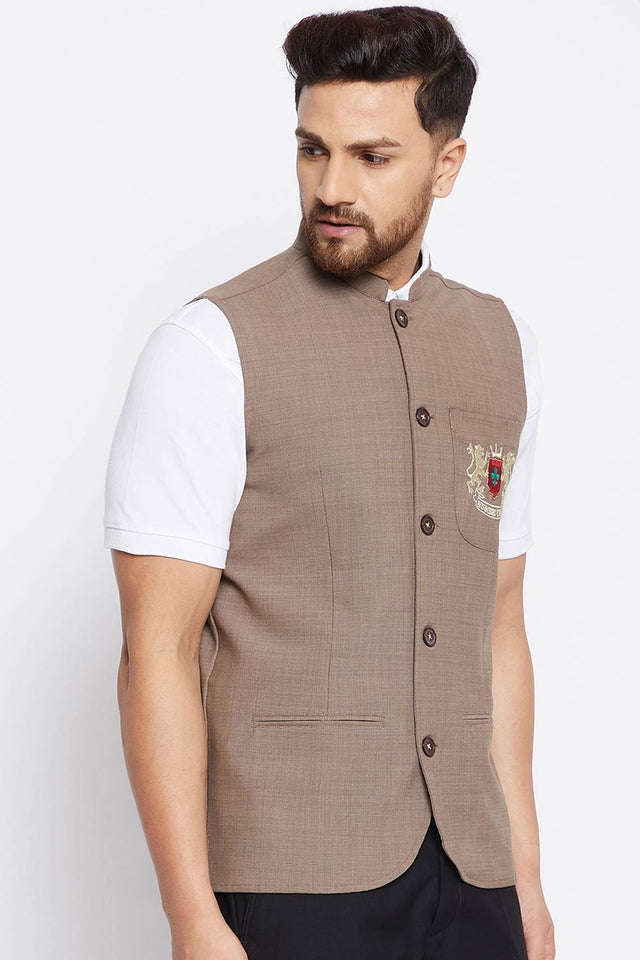 Buy Men's Brown Nehru Jacket