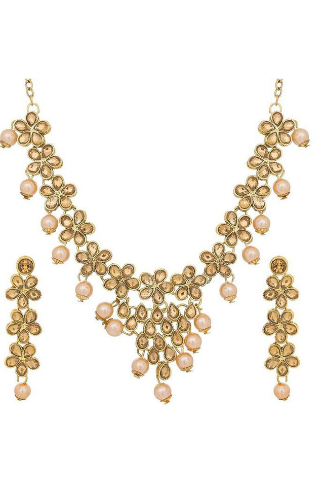 Buy Women's Alloy Necklace in Brown and Gold Online