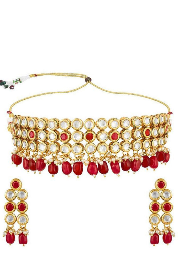 Women's Alloy Necklace In Red And White