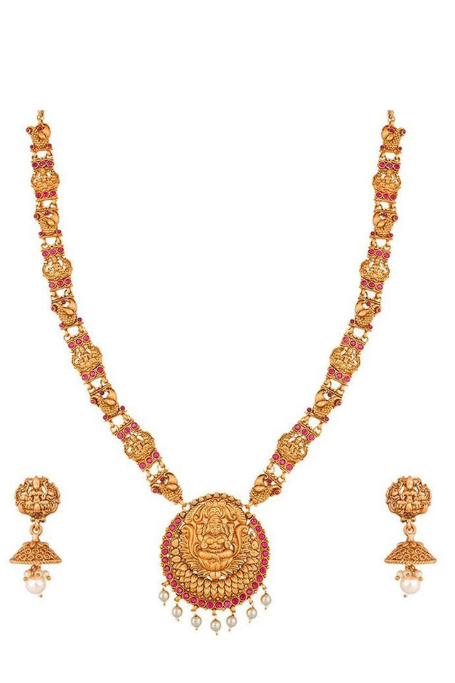 Buy Women's Alloy Necklace in Gold and Pink Online