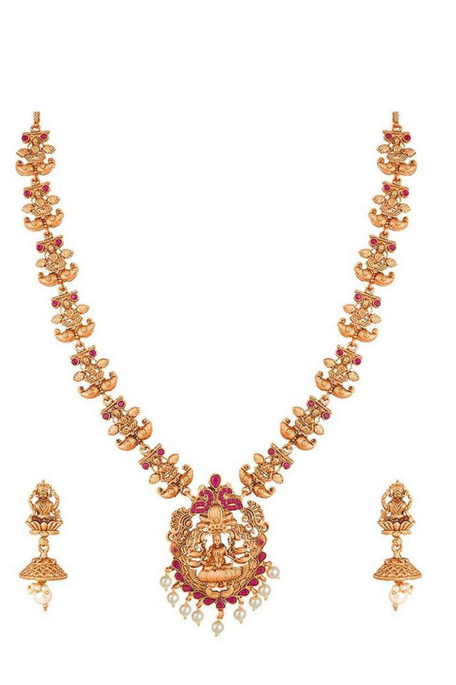 Women's Alloy Necklace In Gold And Pink