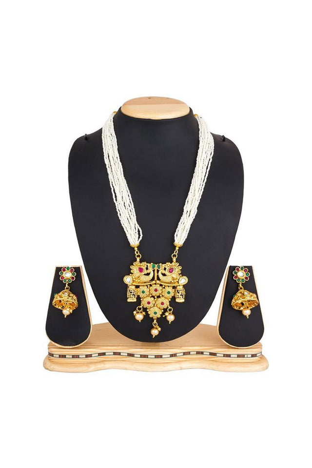 Buy Women's Alloy Necklace in Gold and White Online