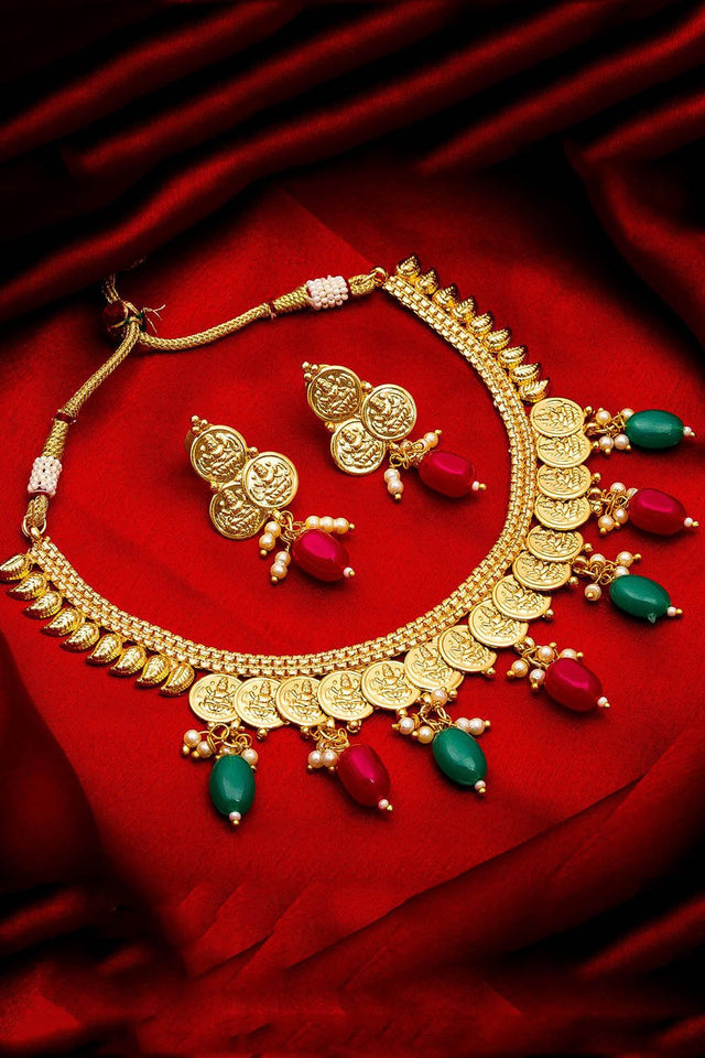 Buy Women's Alloy Necklace and Earrings Set in Gold Online