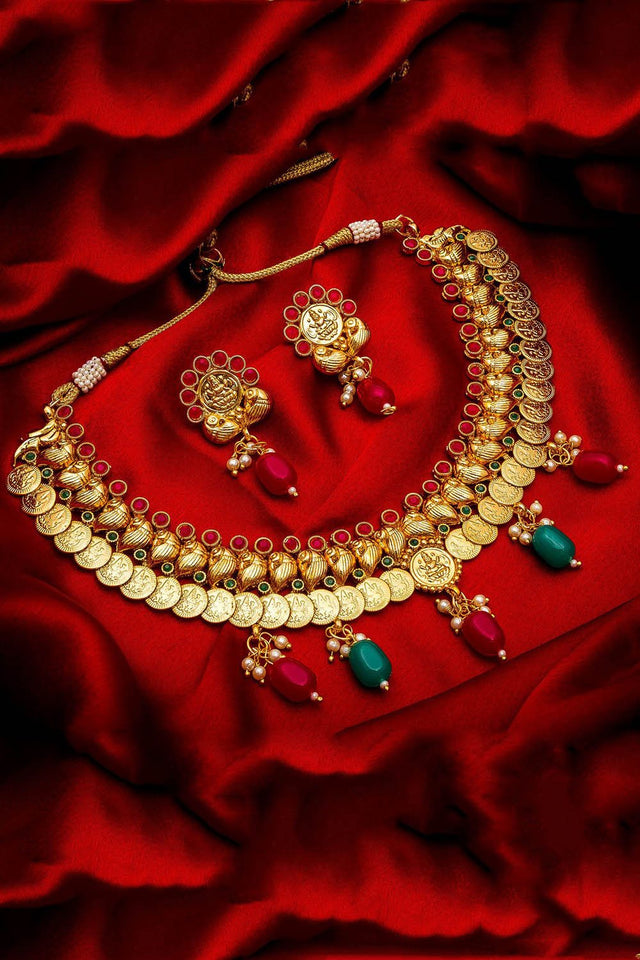 Buy Women's Alloy Necklace and Earrings Set in Gold Online