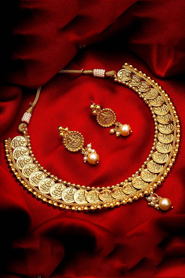 Buy Women's Alloy Necklace and Earrings Set in Gold Online