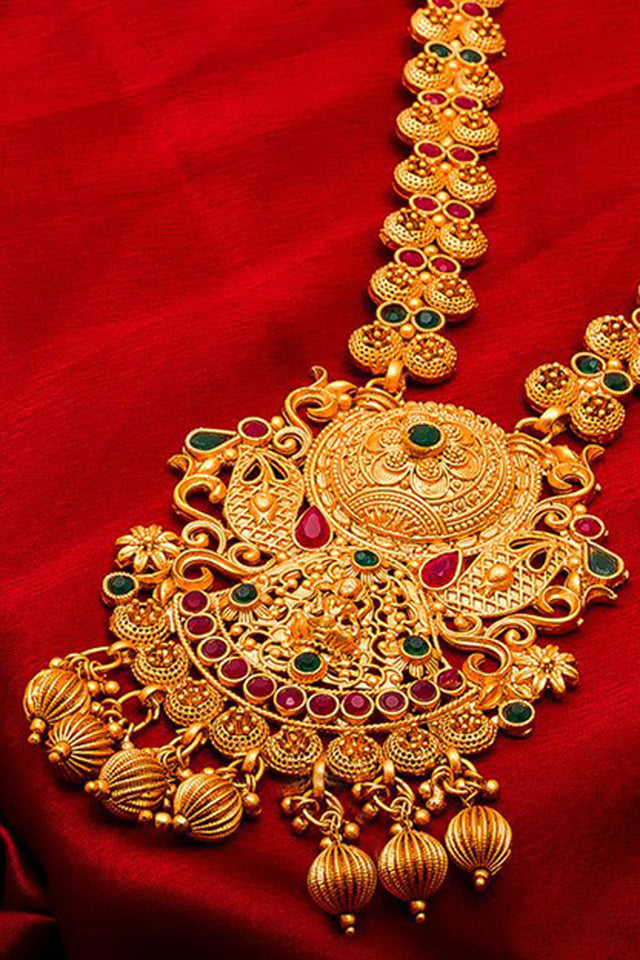 Shop Alloy Necklace and Earrings For Women's Set in Gold At KarmaPlace