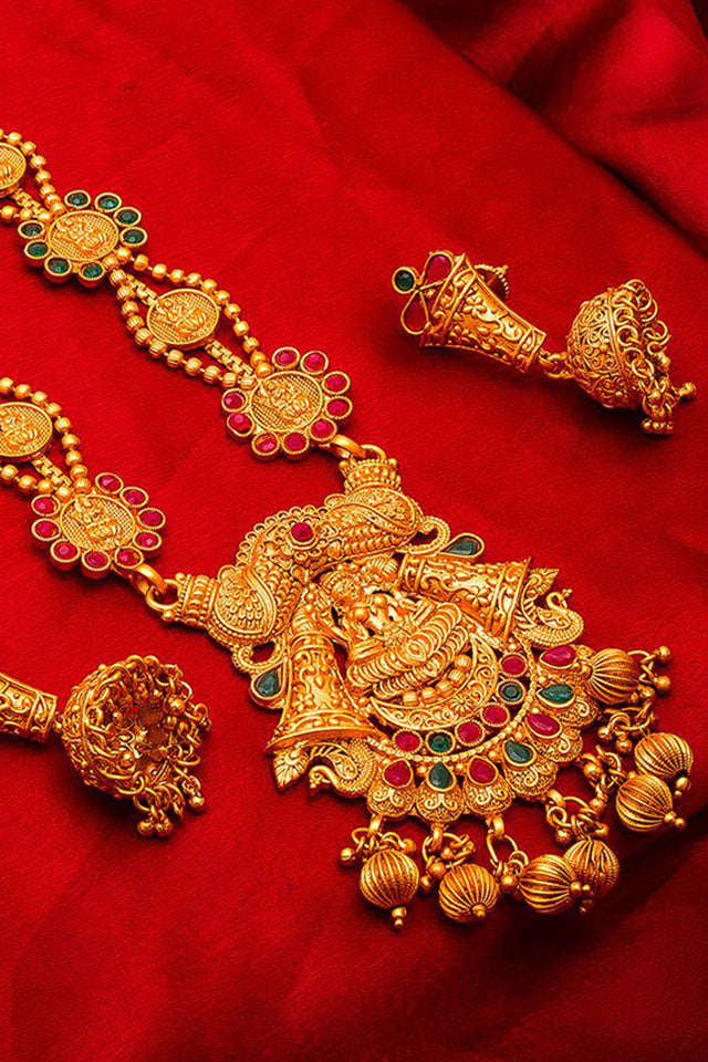 Shop Alloy Necklace and Earrings For Women's Set in Gold At KarmaPlace