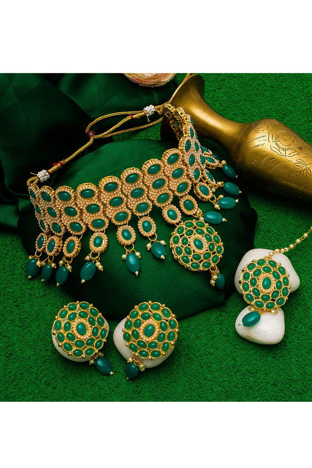 Women's Alloy Necklace Set In Green