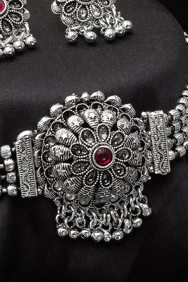 Shop Oxidized Necklace For Women's Set in Silver At KarmaPlace