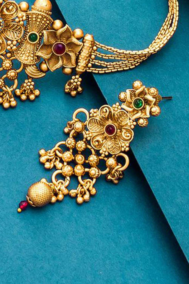 Women's Copper Choker Necklace Set In Gold