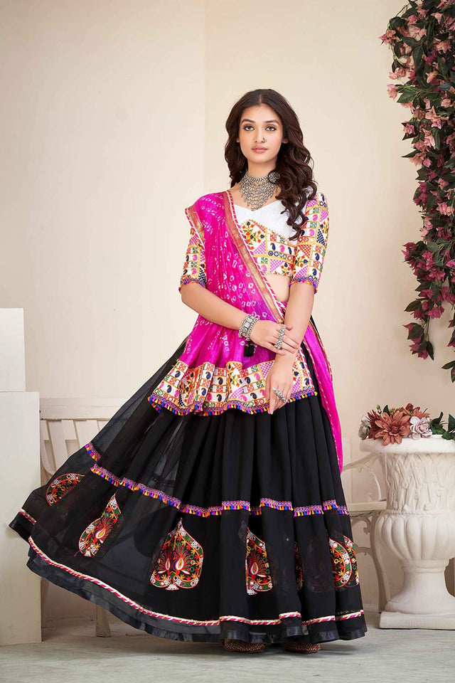 Black Georgette Embroidered Lehenga Choli