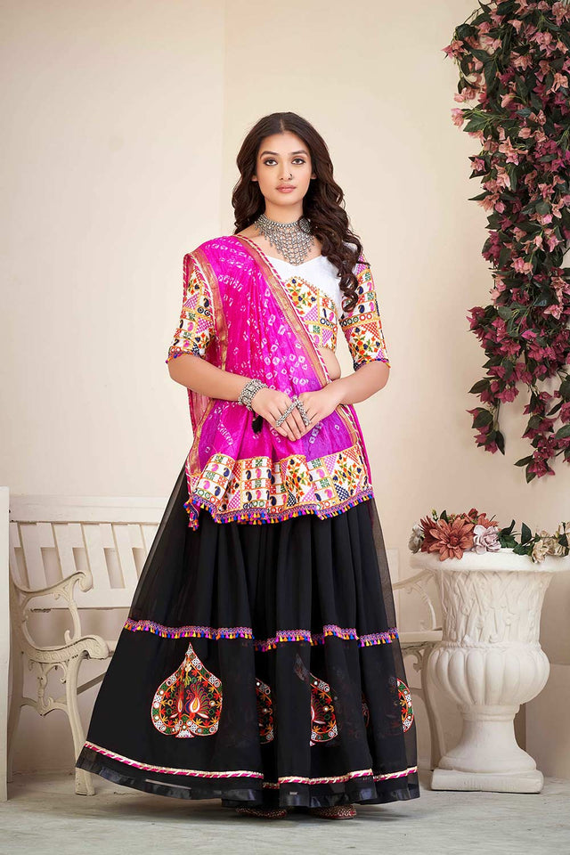 Black Georgette Embroidered Lehenga Choli