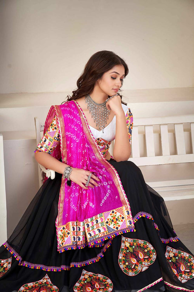 Black Georgette Embroidered Lehenga Choli