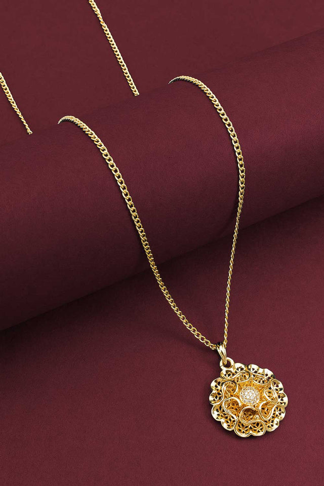 Gold Plated American Diamond Earring Chain